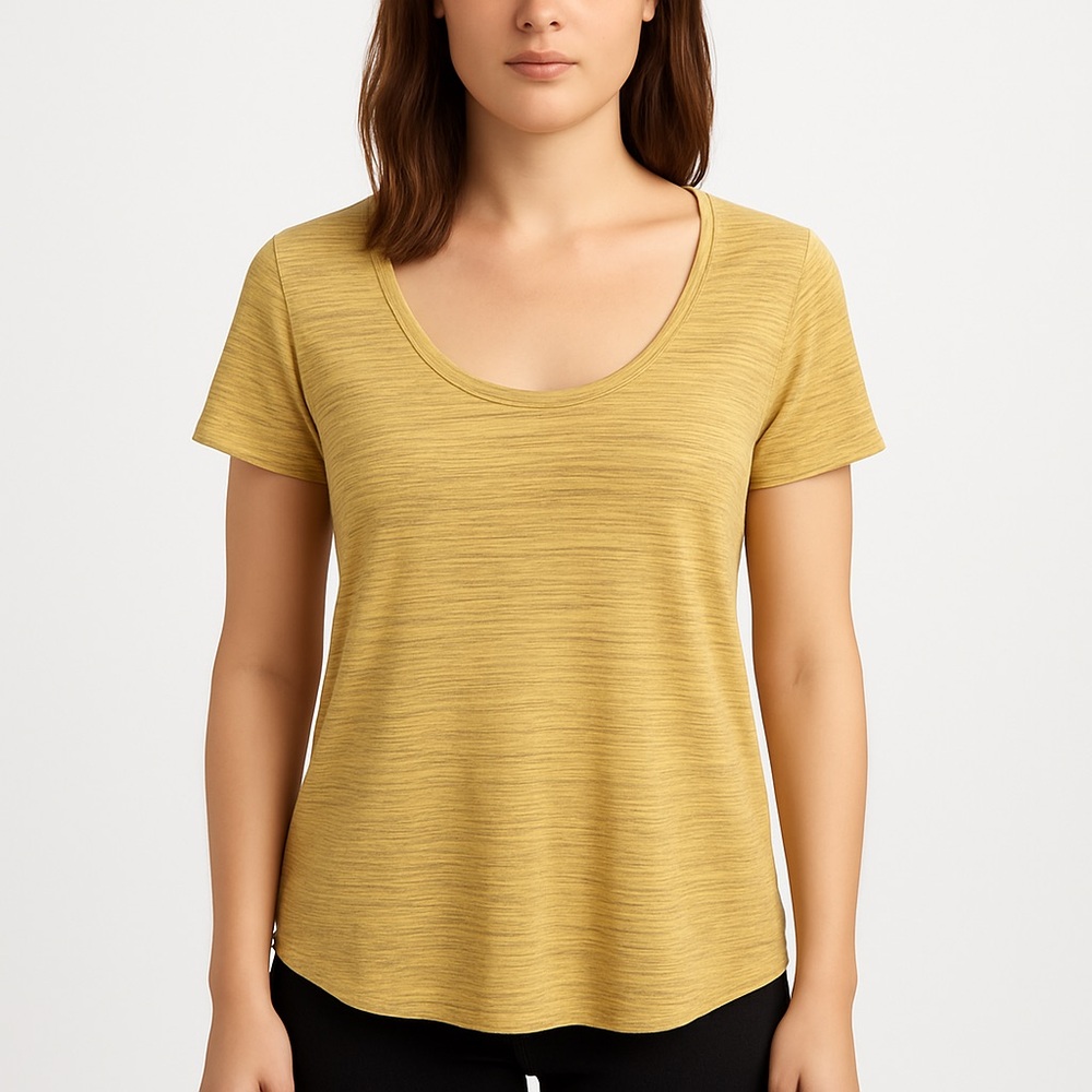 LuLaRoe Yellow Heathered Scoop Neck Tee – Women’s Large